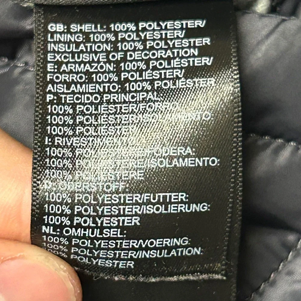The North Face Quilted Puffer Jacket Black Pink Girls Size M 10/12 Fleece Lined